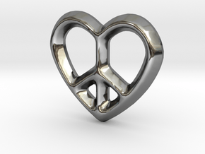 Peace Love Charm - 11mm in Fine Detail Polished Silver