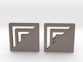 Square Designer Cufflinks in Polished Bronzed Silver Steel