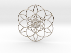 Fractal Flower of life  in Rhodium Plated Brass