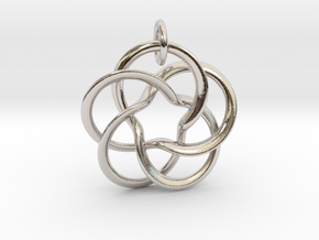Toroid flower starry in Rhodium Plated Brass: Small