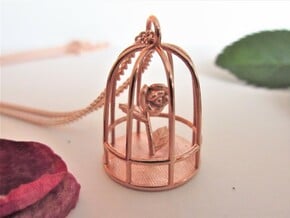 Beauty & the Beast inspired Rose In Cage Pendant in 14k Rose Gold Plated Brass