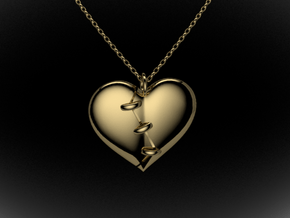 Patched Heart in Polished Brass