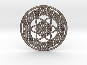Seed Of Life - Flower Of Life in Polished Bronzed Silver Steel