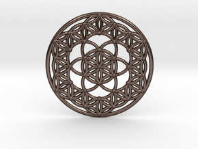 Seed Of Life - Flower Of Life in Polished Bronze Steel