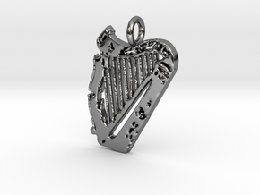 Harp Pendant in Fine Detail Polished Silver