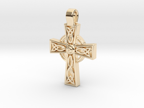 Celtic Cross Pendant in 14k Gold Plated Brass