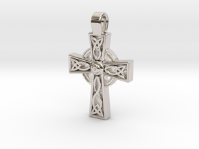 Celtic Cross Pendant in Rhodium Plated Brass