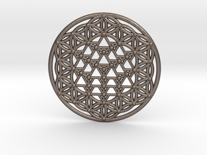 64 Tetrahedron Grid - Flower of life in Polished Bronzed Silver Steel