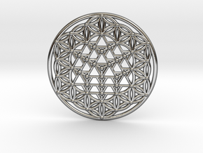 64 Tetrahedron Grid - Flower of life in Polished Silver