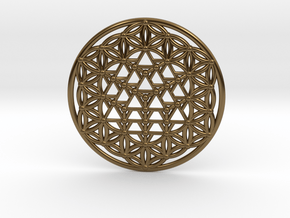64 Tetrahedron Grid - Flower of life in Polished Bronze