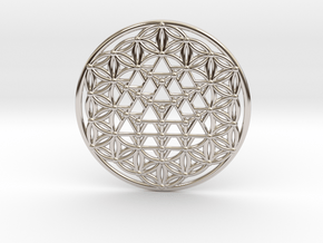64 Tetrahedron Grid - Flower of life in Rhodium Plated Brass