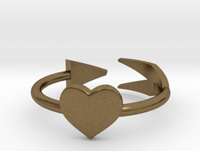 Arrow with one heart ring 17mm in Natural Bronze