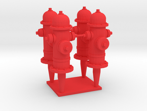 FH1, 1/32 Scale Classic  Fire Hydrants in Red Processed Versatile Plastic