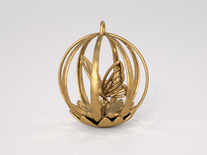 Butterfly Cage Pendant in Polished Brass