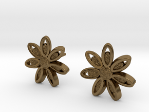 Spring Blossom 5 - Earrings in Polished Bronze
