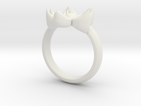 Kanzashi Ring in White Natural Versatile Plastic: 4 / 46.5