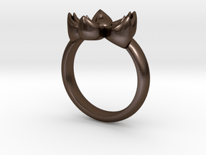 Kanzashi Ring in Polished Bronze Steel: 4 / 46.5