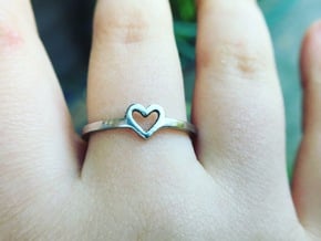 Heart Ring - Ella edition in Polished Bronzed Silver Steel: 5.75 / 50.875