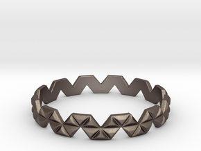Trigonal Ring (size 4-13) in Polished Bronzed Silver Steel: 4 / 46.5