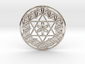 Flower Of Life - Merkaba in Rhodium Plated Brass