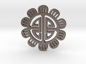 Flower Coin in Polished Bronzed Silver Steel