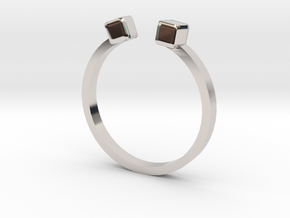 Double Square Ring in Rhodium Plated Brass: 8 / 56.75