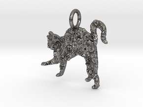 Cat Pendant in Polished Nickel Steel