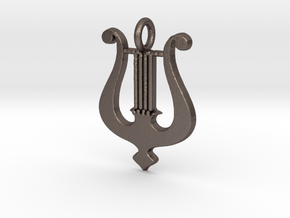 Lyre Pendant in Polished Bronzed Silver Steel