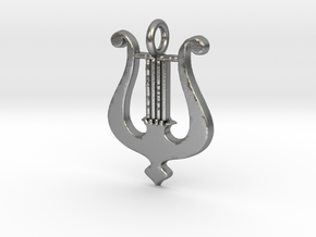 Lyre Pendant in Natural Silver