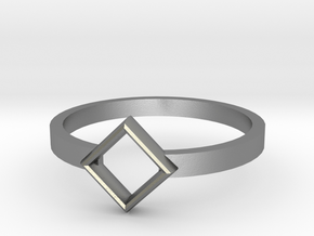 Top Square Ring  in Natural Silver: 8 / 56.75