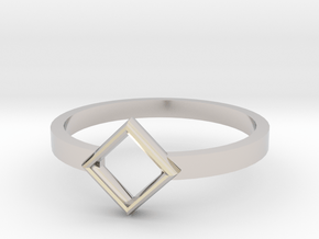 Top Square Ring  in Rhodium Plated Brass: 8 / 56.75
