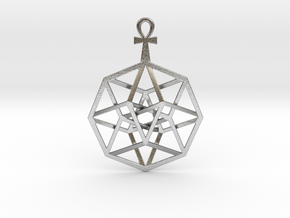 TesserAnkh Pendant 2.5" in Natural Silver