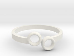 Double Circle Ring in White Natural Versatile Plastic: 8 / 56.75