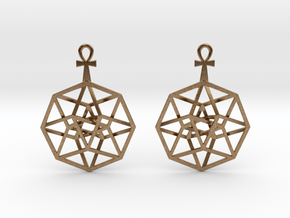 TesserAnkh-earrings 1" in Natural Brass