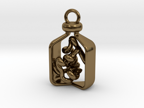 Vial of Insulin Charm - A treatment, not a cure. in Polished Bronze