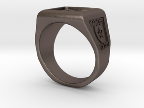 Ft. Lewis Manchus Square Ring in Polished Bronzed Silver Steel