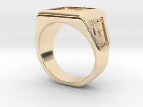 Ft. Lewis Manchus Square Ring in 14k Gold Plated Brass