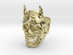 Hannya Oni Mask Ring in 18k Gold Plated Brass: Medium