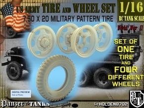 1-16 GMC Tire+Rims 750x20 in Tan Fine Detail Plastic