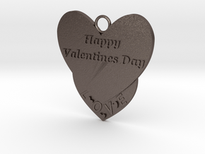 Valentine's Day Pendant in Polished Bronzed Silver Steel