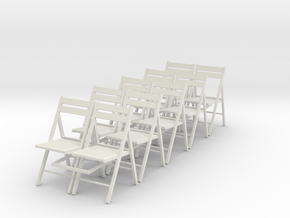 10 1:24 Wooden Folding Chairs in White Natural Versatile Plastic