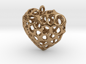 Voronoi Heart Piece Necklace in Polished Brass