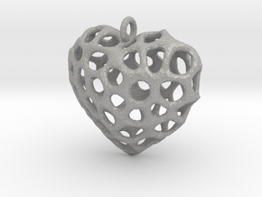 Voronoi Heart Piece Necklace in Aluminum
