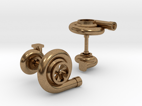 Turbocharger Cufflinks in Natural Brass