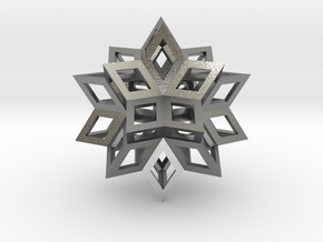 Rhombic Hexecontahedron (Precious Metals) 1.4 in Natural Silver