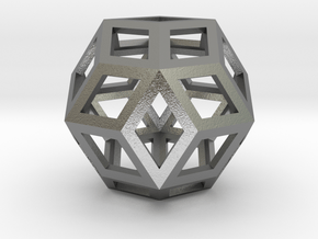 Rhombic Triacontahedron (Precious Metals) .9" in Natural Silver