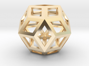 Rhombic Triacontahedron (Precious Metals) .9" in 14k Gold Plated Brass