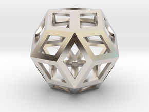 Rhombic Triacontahedron (Precious Metals) .9" in Rhodium Plated Brass