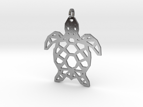 Geometric Turtle Necklace in Polished Silver