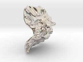 Lion Small Pendant in Rhodium Plated Brass